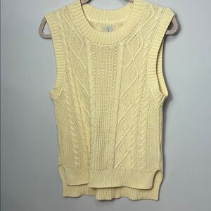 Joie Cream Cable Knit Sleeveless Sweater